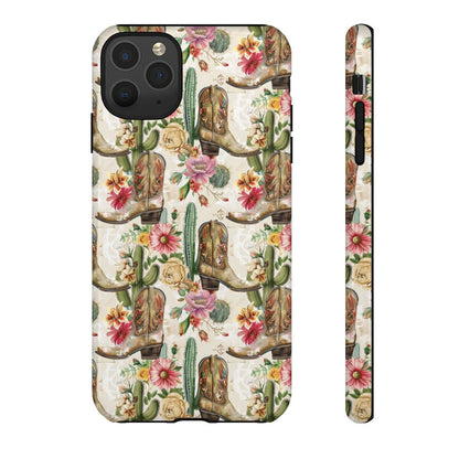 Pink Flowers and Boots Tough Case
