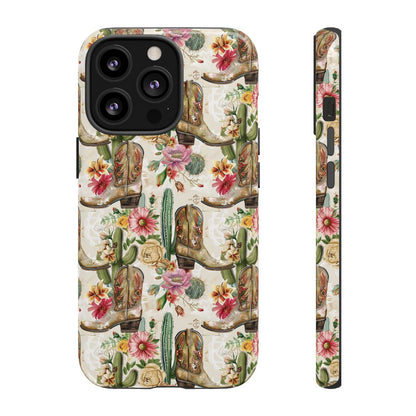 Pink Flowers and Boots Tough Case