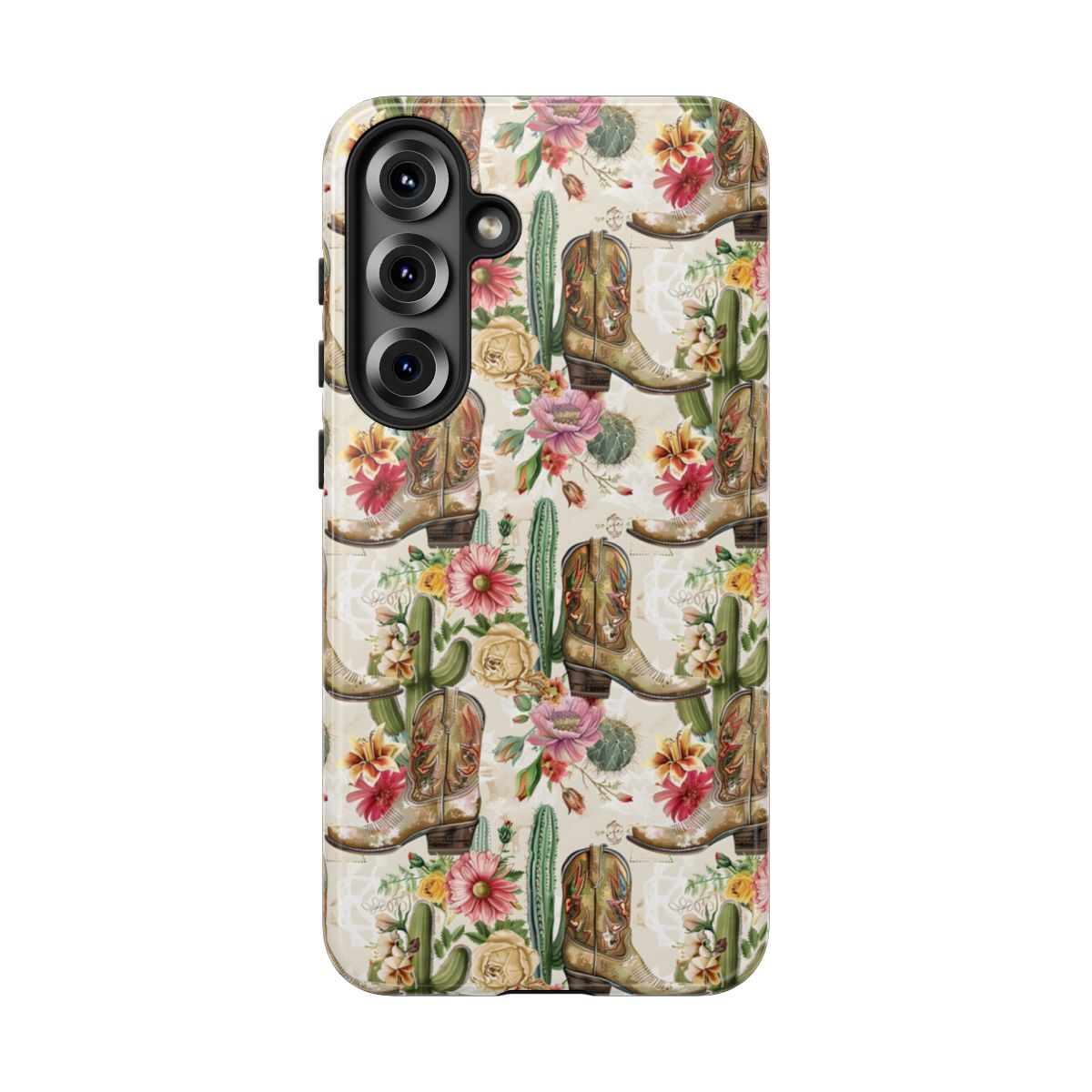 Pink Flowers and Boots Tough Case