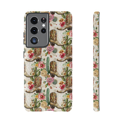 Pink Flowers and Boots Tough Case