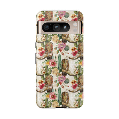 Pink Flowers and Boots Tough Case