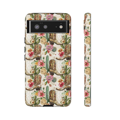 Pink Flowers and Boots Tough Case