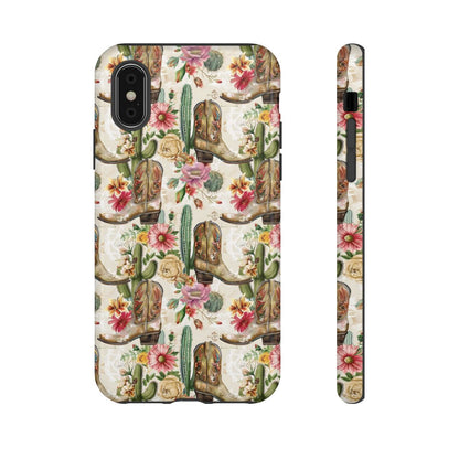 Pink Flowers and Boots Tough Case