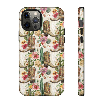 Pink Flowers and Boots Tough Case