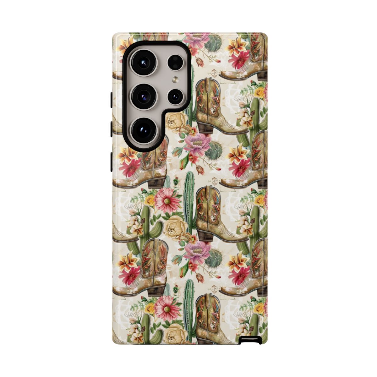 Pink Flowers and Boots Tough Case