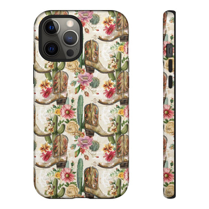 Pink Flowers and Boots Tough Case