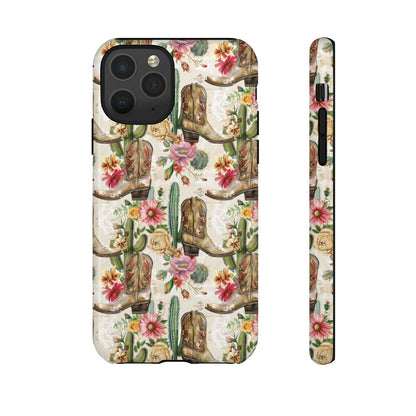 Pink Flowers and Boots Tough Case