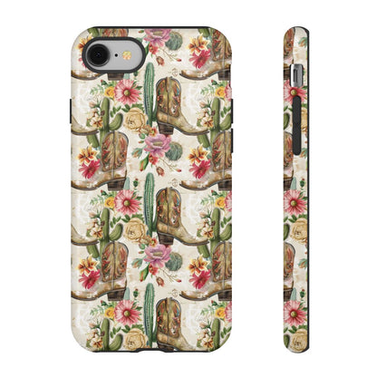 Pink Flowers and Boots Tough Case