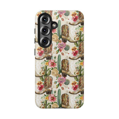 Pink Flowers and Boots Tough Case