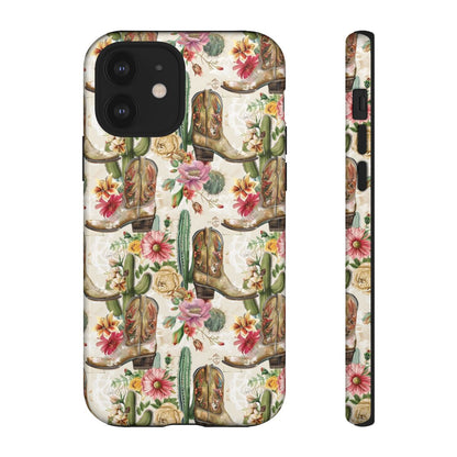 Pink Flowers and Boots Tough Case