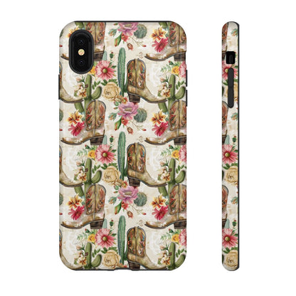Pink Flowers and Boots Tough Case