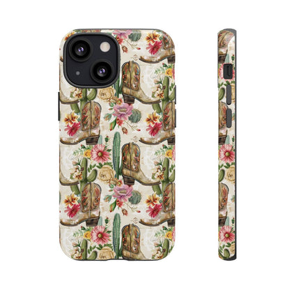 Pink Flowers and Boots Tough Case