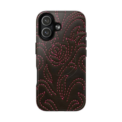 Pink on Black Stitch Magnetic Case