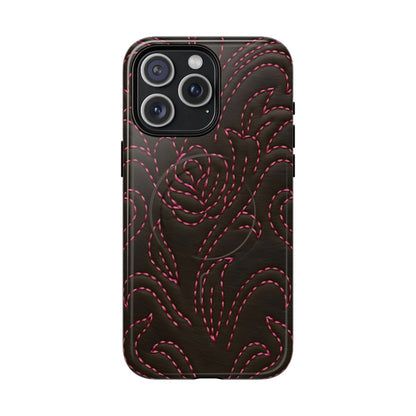 Pink on Black Stitch Magnetic Case