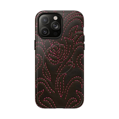 Pink on Black Stitch Magnetic Case