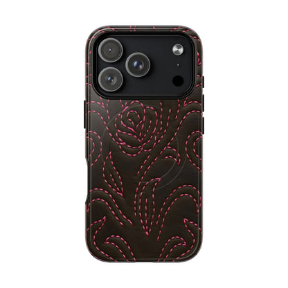 Pink on Black Stitch Magnetic Case