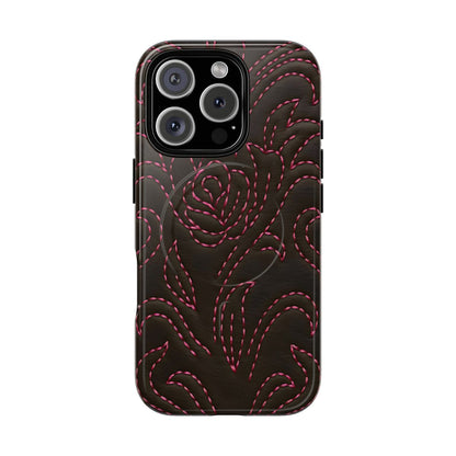 Pink on Black Stitch Magnetic Case