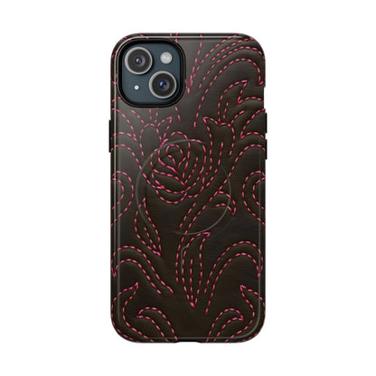 Pink on Black Stitch Magnetic Case