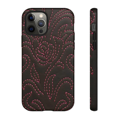 Pink on Black Stitch Tough Case
