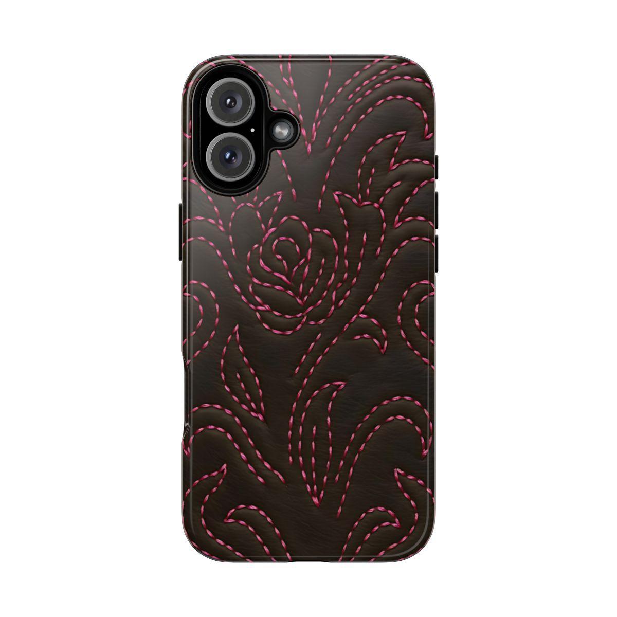 Pink on Black Stitch Tough Case