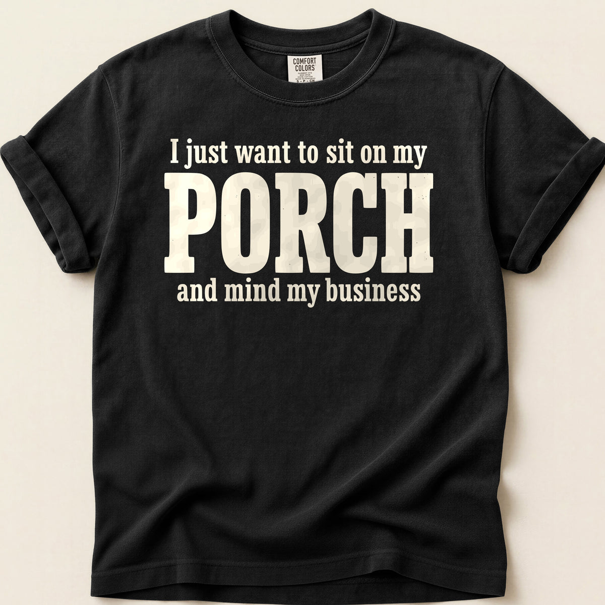 Porch Business T-shirt on Black