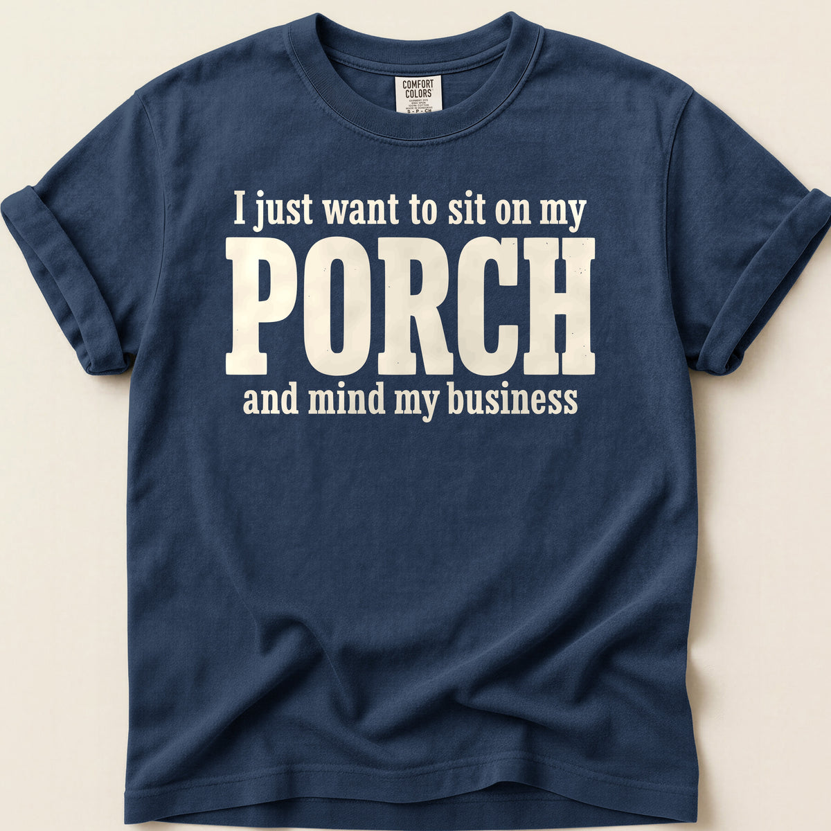 Porch Business T-shirt on Navy
