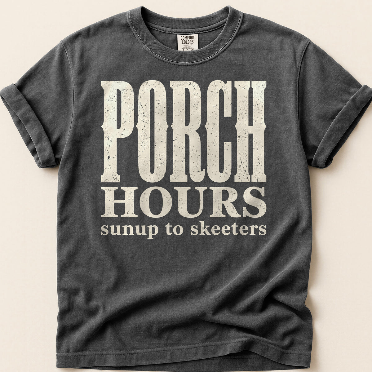 Porch Hours Skeeters T-shirt on Pepper