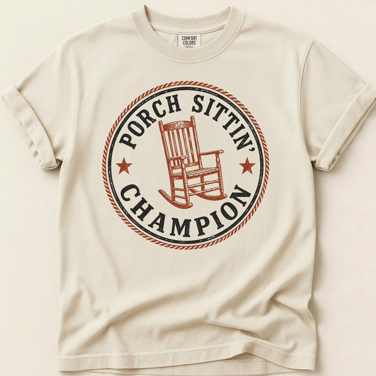 Porch Sittin Champion T-shirt on Ivory