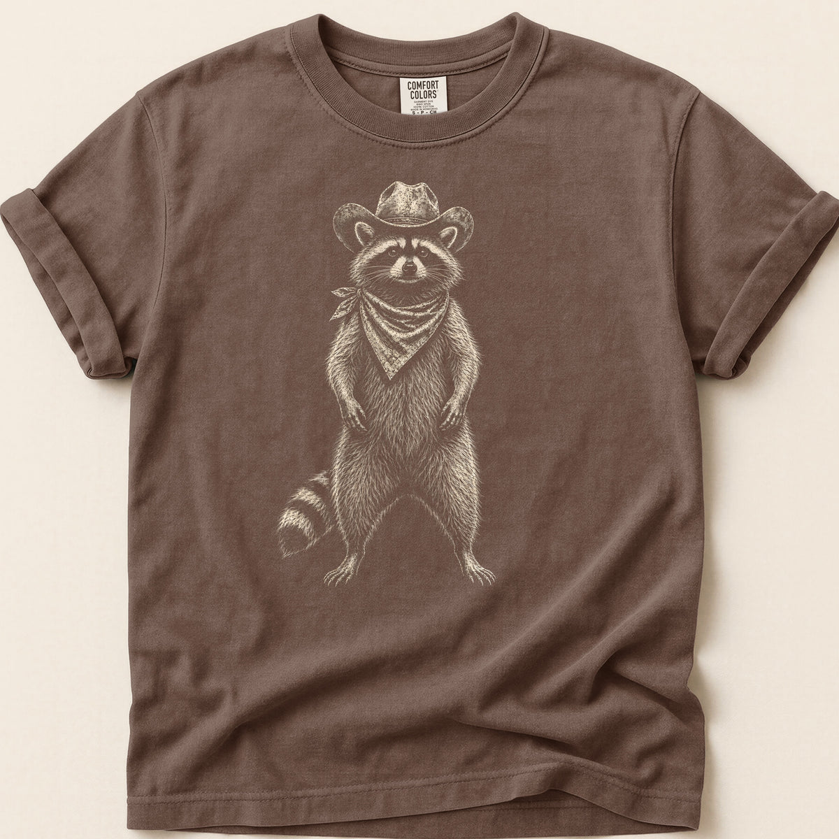 Raccoon Portrait T-shirt on Espresso