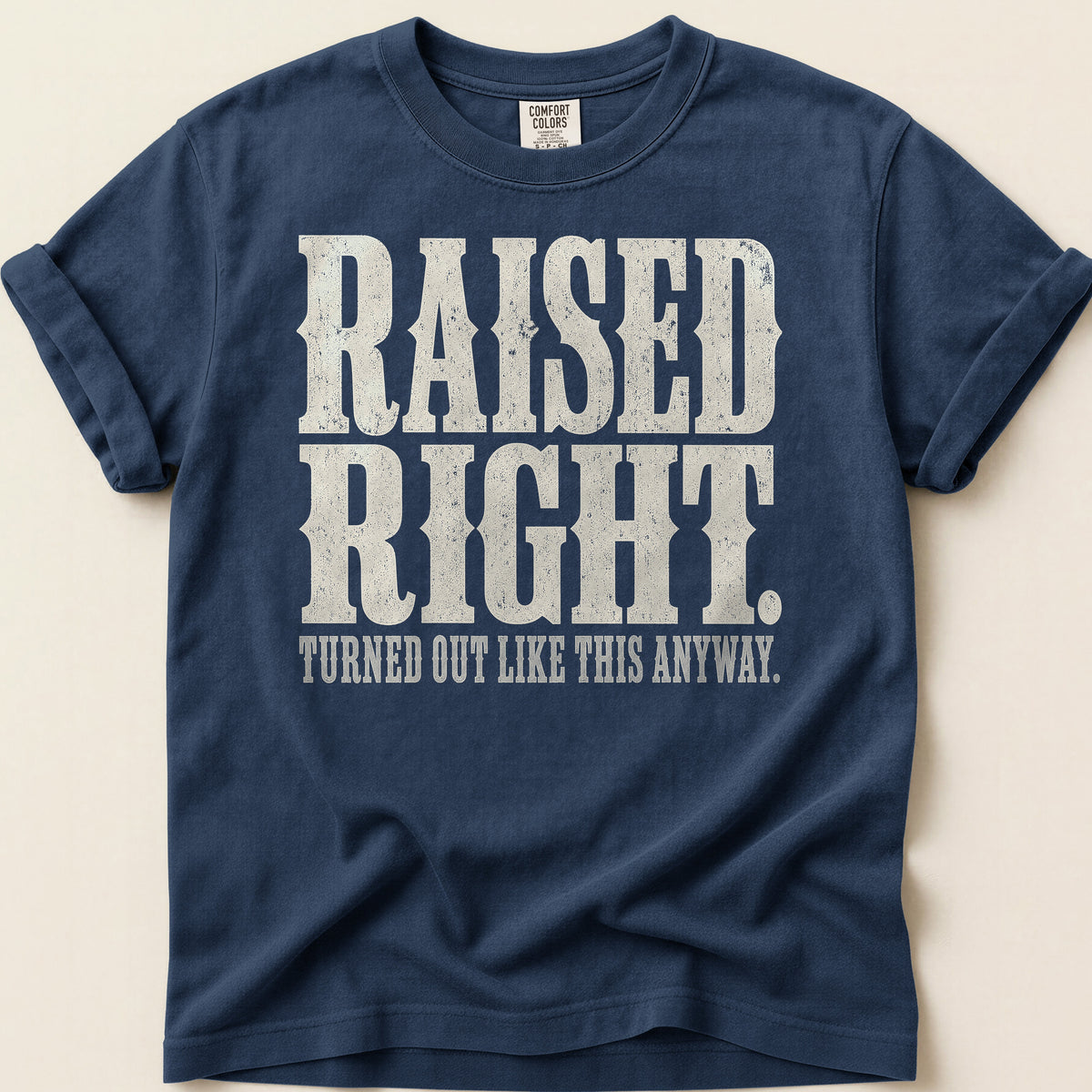 Raised Right T-shirt on Navy