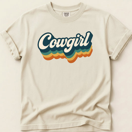 Retro Cowgirl T-shirt on Ivory