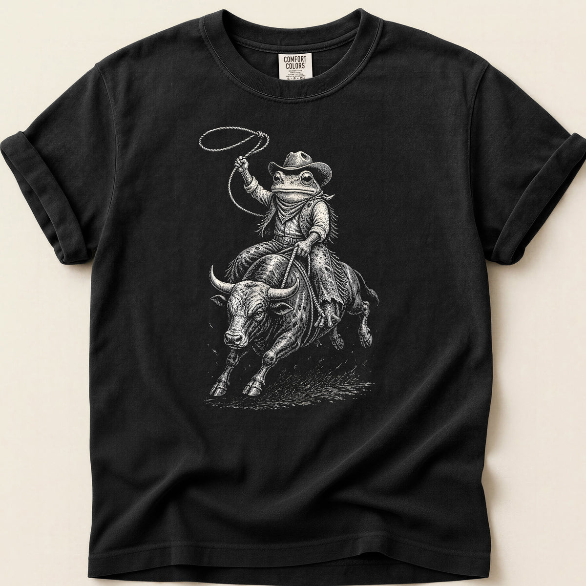 Rodeo Frog T-shirt on Black