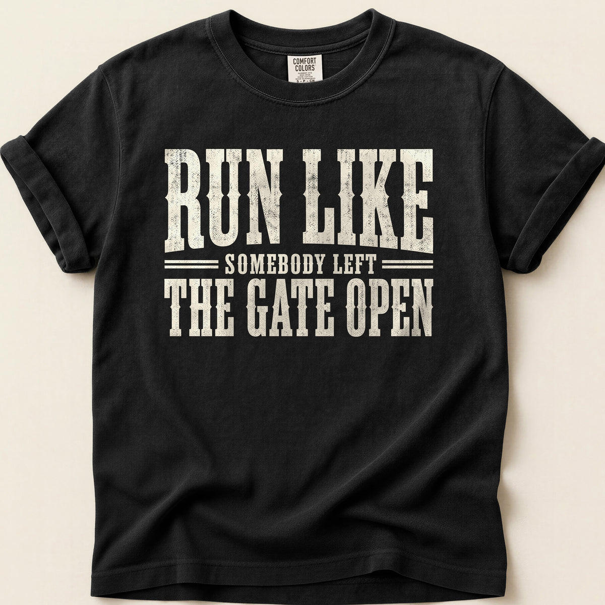 Run Like Gate Open T-shirt on Black