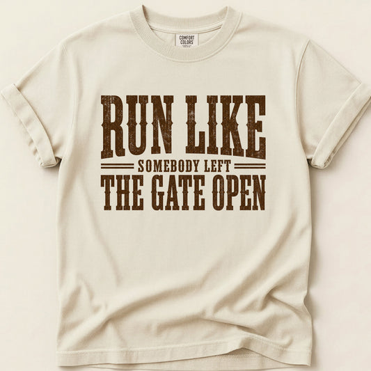 Run Like Gate Open T-shirt on Ivory
