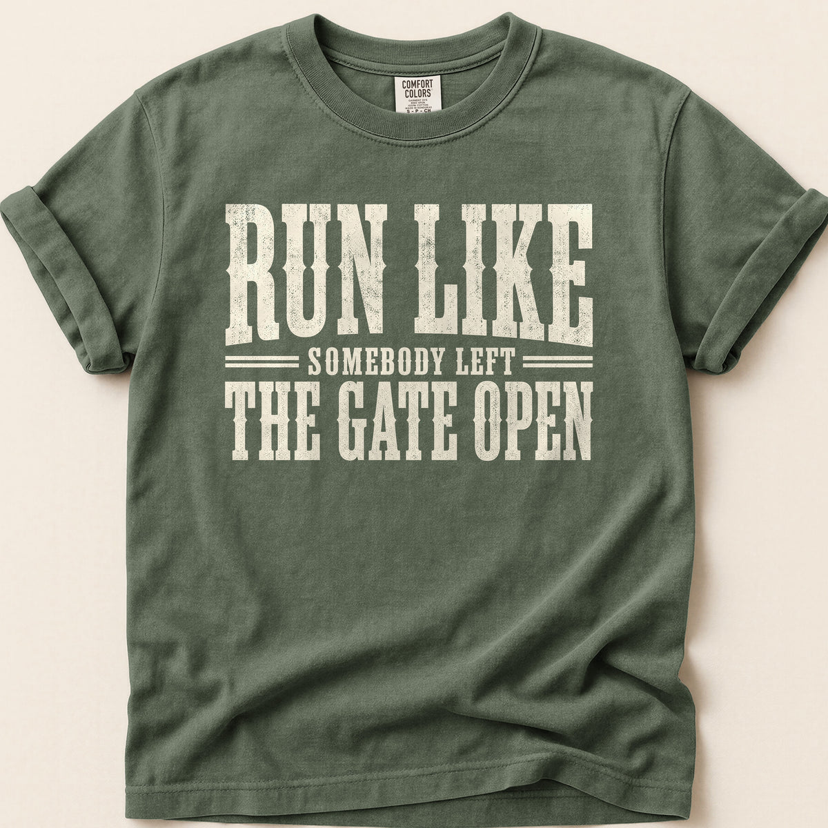 Run Like Gate Open T-shirt on Moss