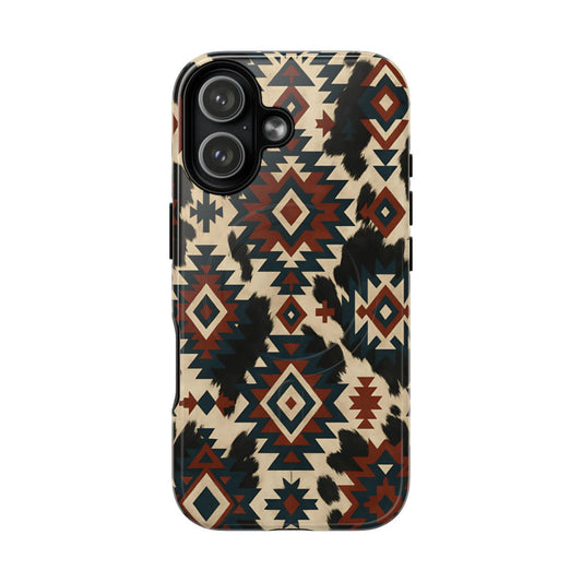 Rust Aztec + Cowhide Magnetic Case