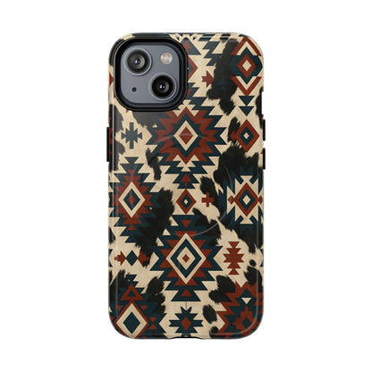 Rust Aztec + Cowhide Magnetic Case