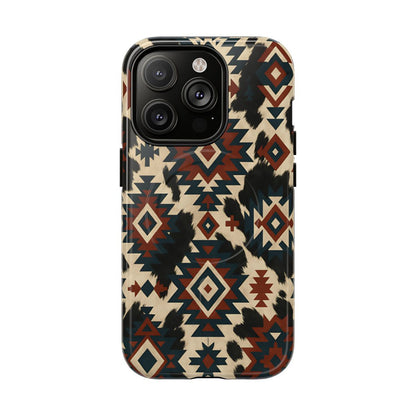 Rust Aztec + Cowhide Magnetic Case