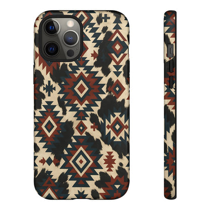 Rust Aztec + Cowhide Tough Case