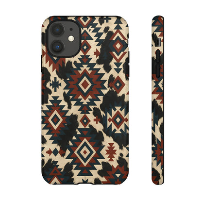 Rust Aztec + Cowhide Tough Case