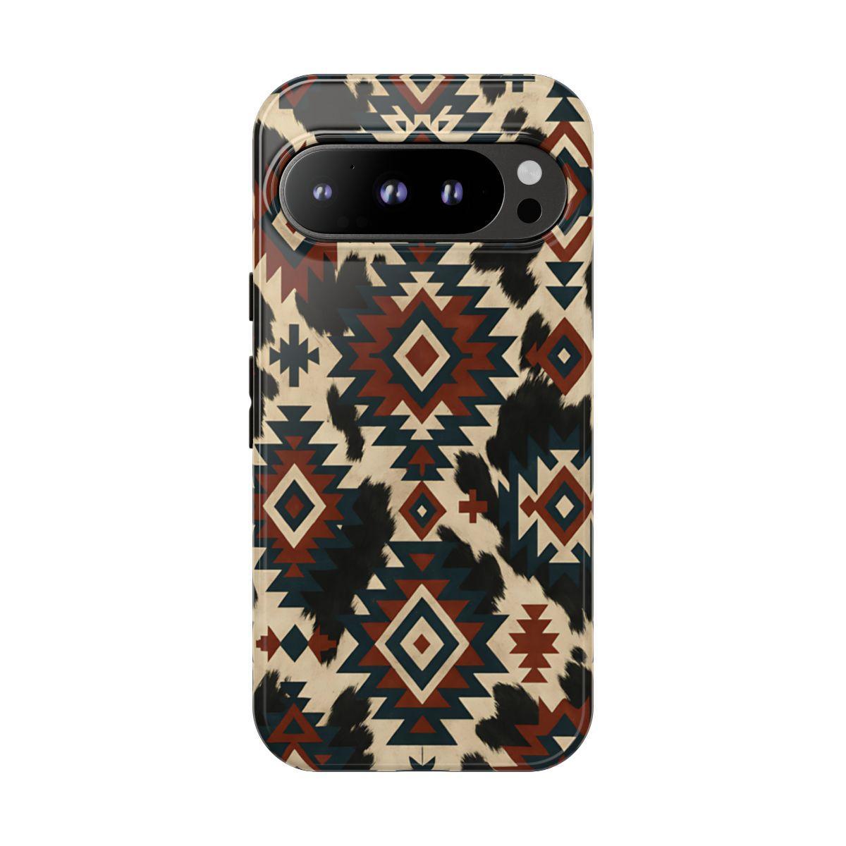 Rust Aztec + Cowhide Tough Case