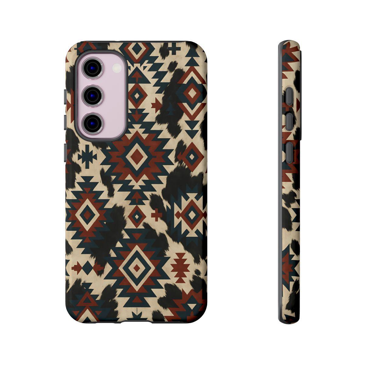 Rust Aztec + Cowhide Tough Case