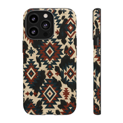 Rust Aztec + Cowhide Tough Case