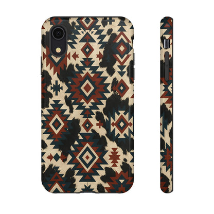 Rust Aztec + Cowhide Tough Case