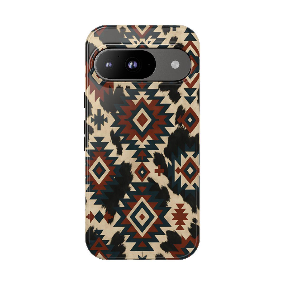 Rust Aztec + Cowhide Tough Case