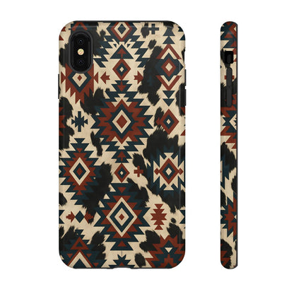 Rust Aztec + Cowhide Tough Case