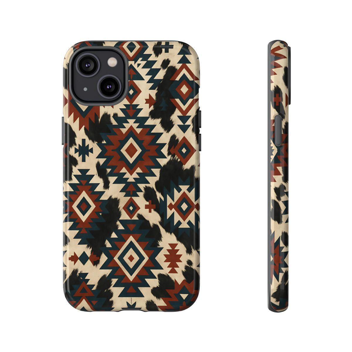 Rust Aztec + Cowhide Tough Case
