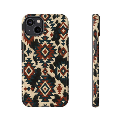 Rust Aztec + Cowhide Tough Case