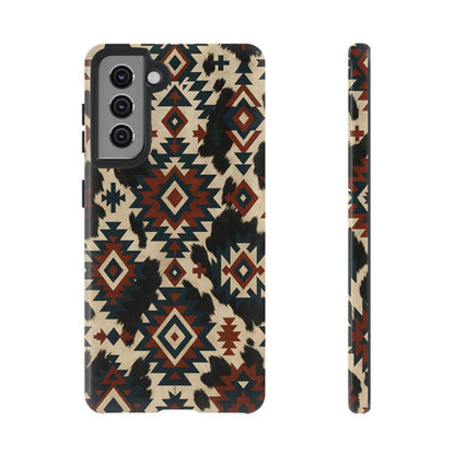 Rust Aztec + Cowhide Tough Case