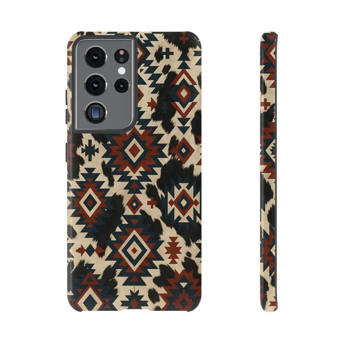 Rust Aztec + Cowhide Tough Case
